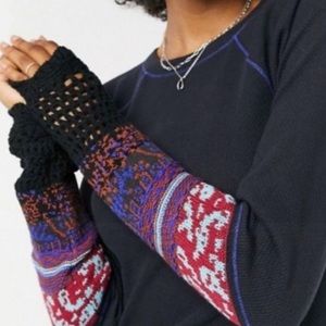 Free People Knit Sweater Cuff Thermal Waffle Knit Long Sleeve Top